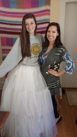 Eaton poses with the student who will be performing the role of "Cinderella."