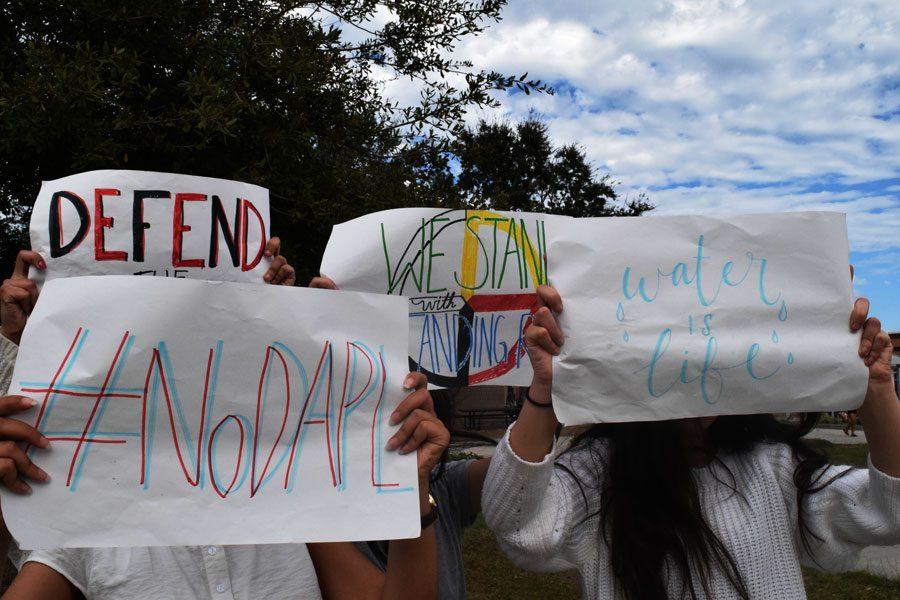 Students emulate the protests happening in North Dakota. 