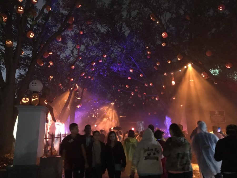 Visitors at Halloween Horror Nights in Orlando walk through one of their many scare zones. 