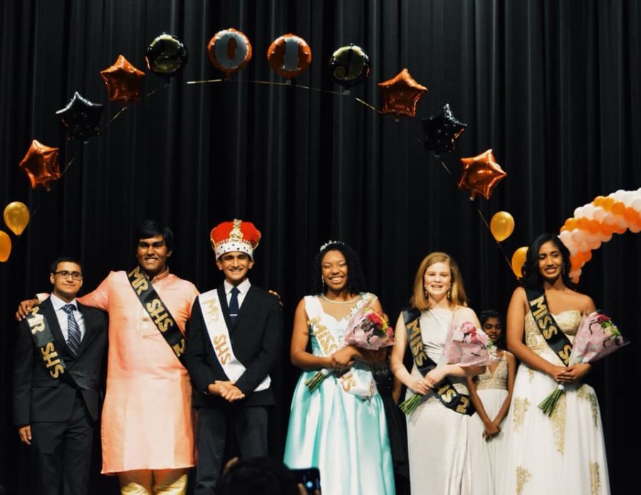 Finalists pose for a picture at the end of the 2019 PTSA Mr and Miss SHS competition. 