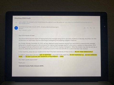 Over Thanksgiving break many students across the county received spam emails, the board did what they could to limit the amount of students to open the emails. 
