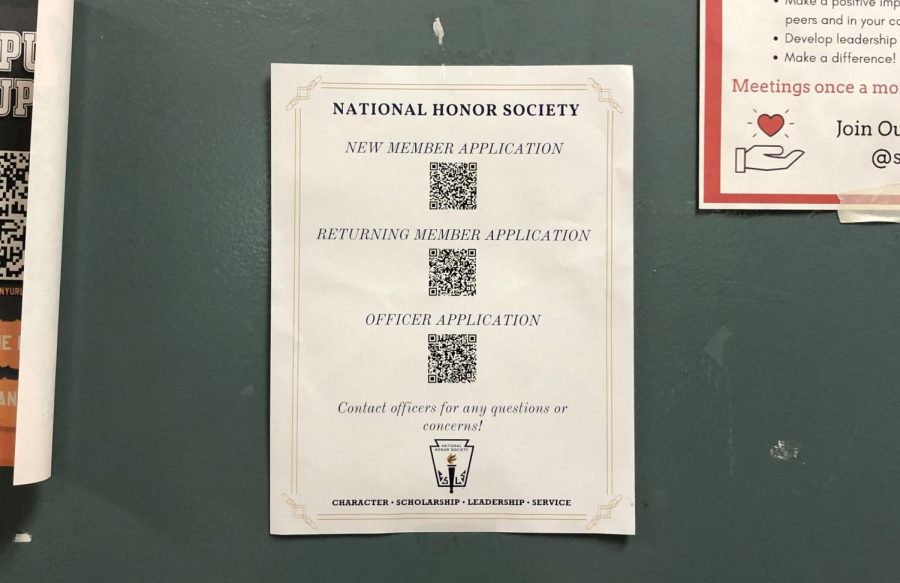 Displayed is the official NHS application posters set up around campus. You can find them in almost every building!