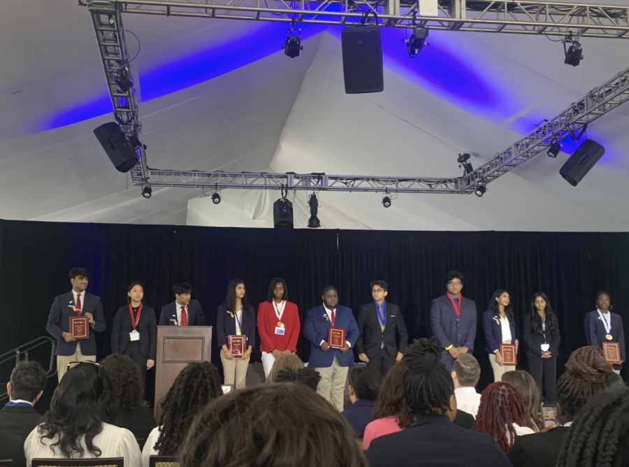 Current BPA state officers announcing the new BPA state officers at the BPA state leadership conference.